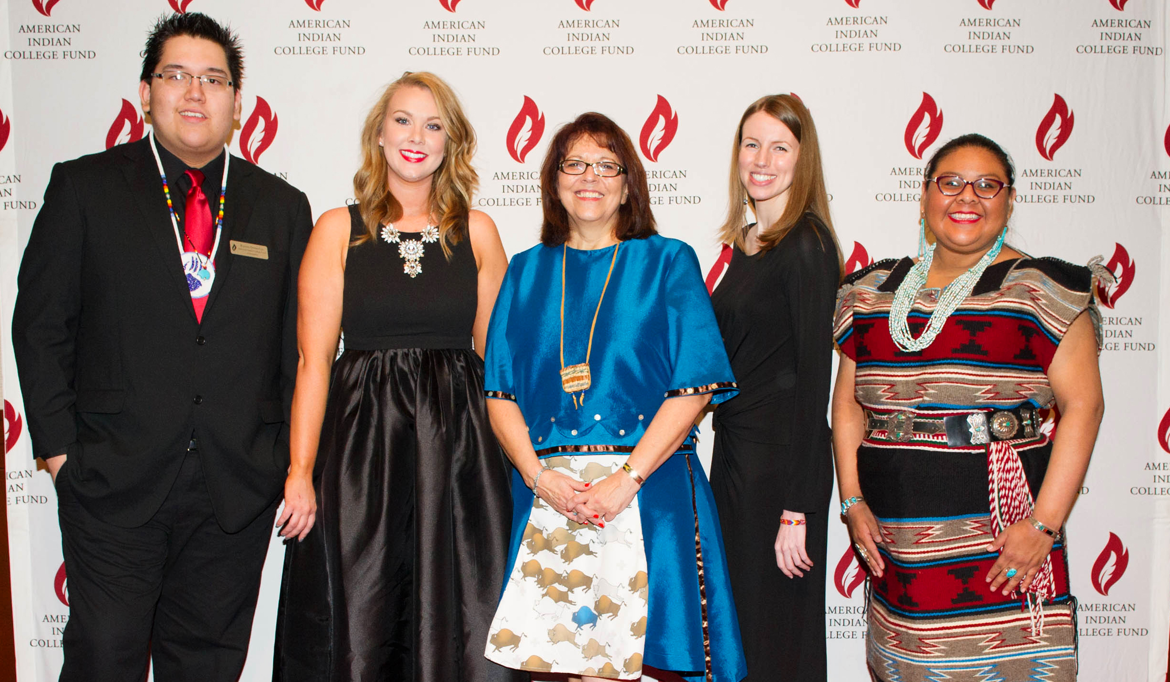 Cheryl Crazy Bull and the Native Scholars pose for a photo at the Flame of Hope Gala in New York City on March 1, 2016.