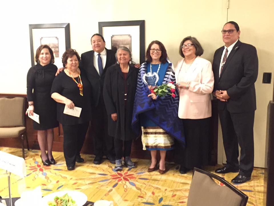 The Honorable Debora Juarez (Blackfeet) of the Seattle City Council presented Crazy Bull with her NIW Award.