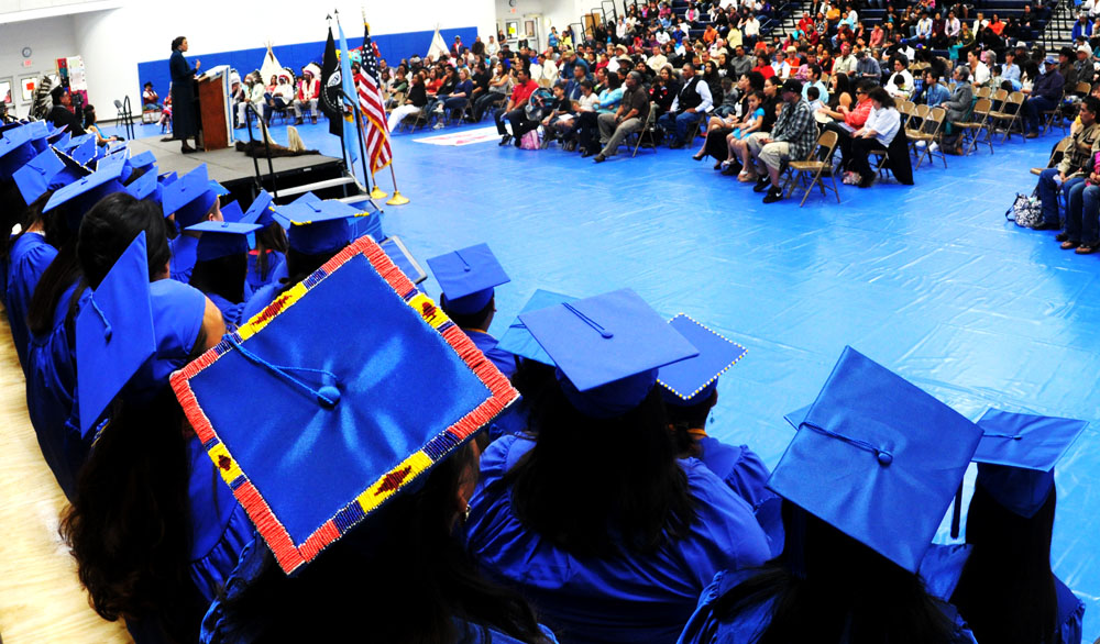 Little Big Horn College Graduation at the LBHC Health and Wellness Center on May 11, 2012 in Crow Agency, Montana.