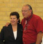 Dr. Laurel Vermillion, President of Sitting Bull College, poses with Richard B. Williams of the Fund.