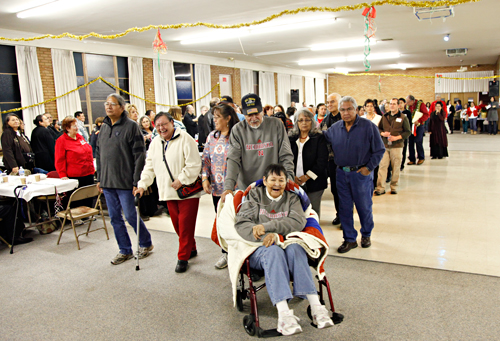 The Elders dance during the honoring of Ida Bear.