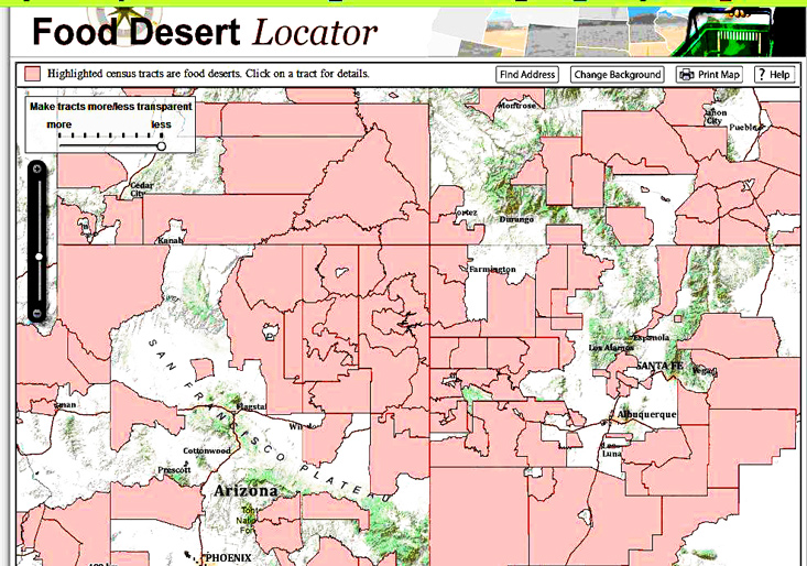 Map of the food Desert of the Navajo Nation