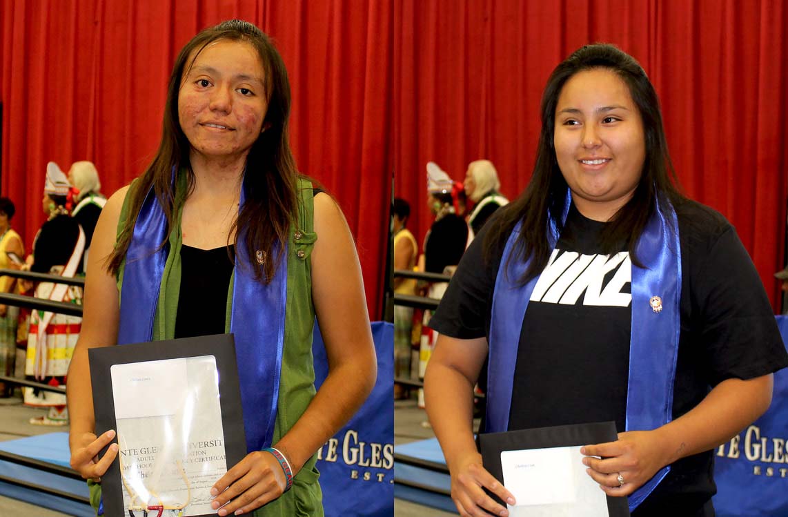 Composite image of Chelsea and Charlene, who earned their GED at Sinte Gleska University in 2018