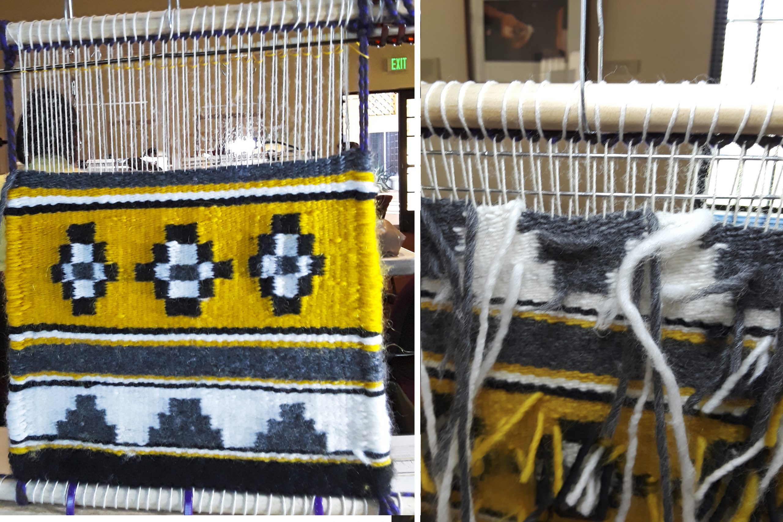 Details of the progress of the design on the loom
