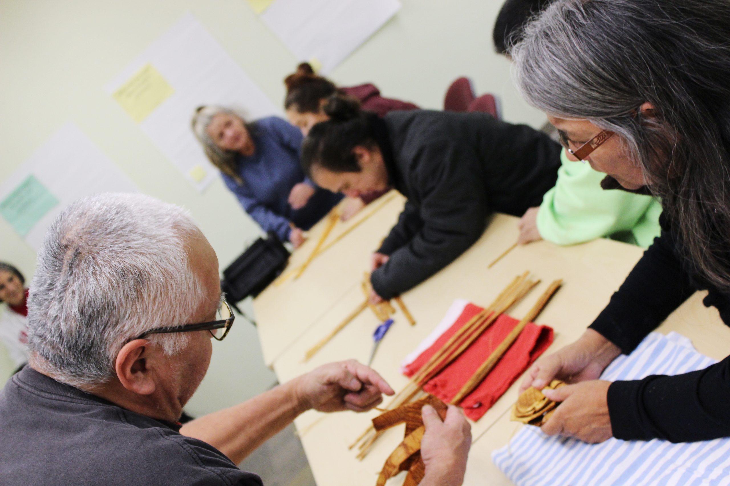 Weaving activity participants were able to create cedar roses and bracelets using the bark of Western Red Cedar.