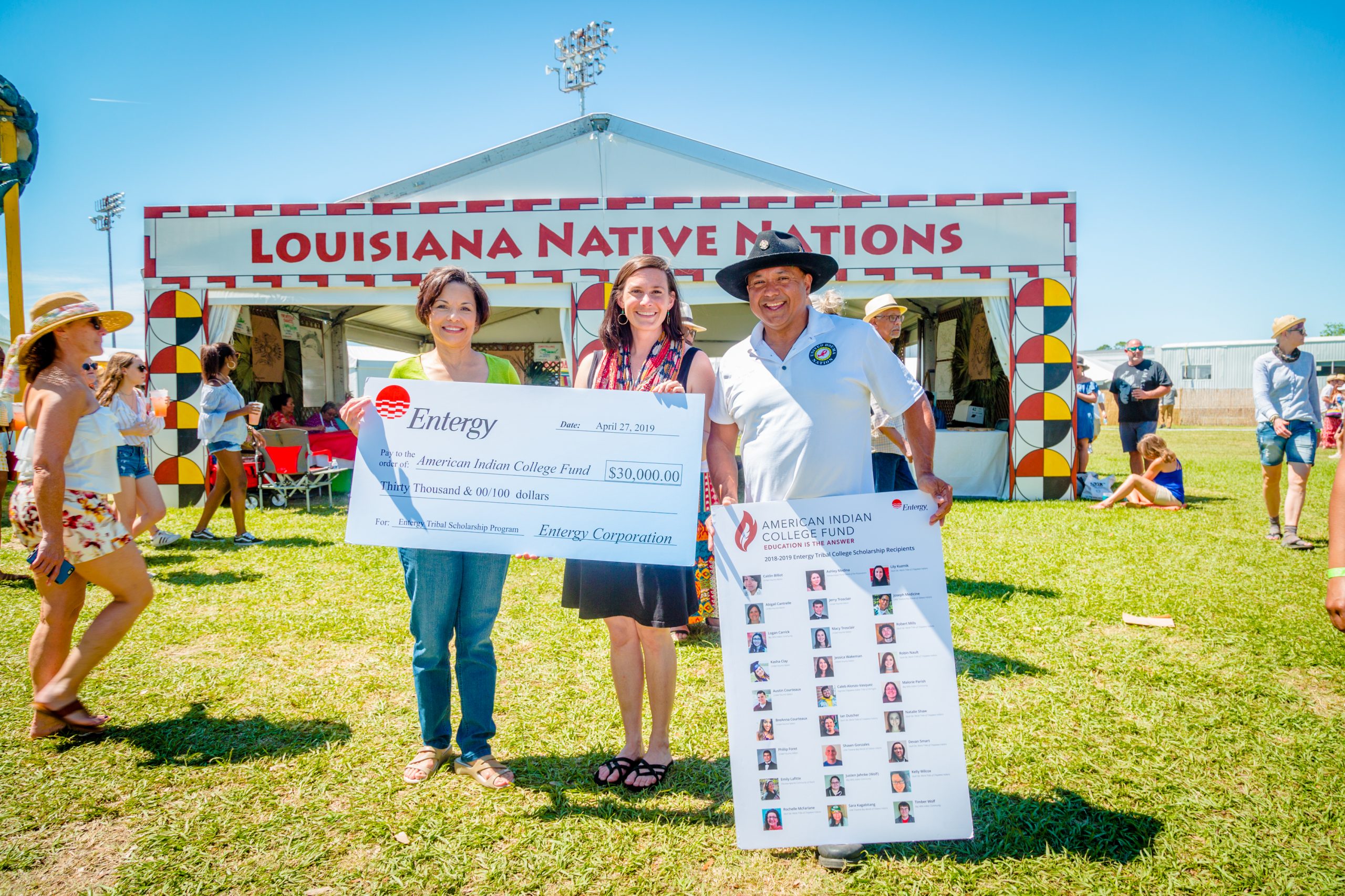 Entergy presented the American Indian College Fund with a check for student scholarships.