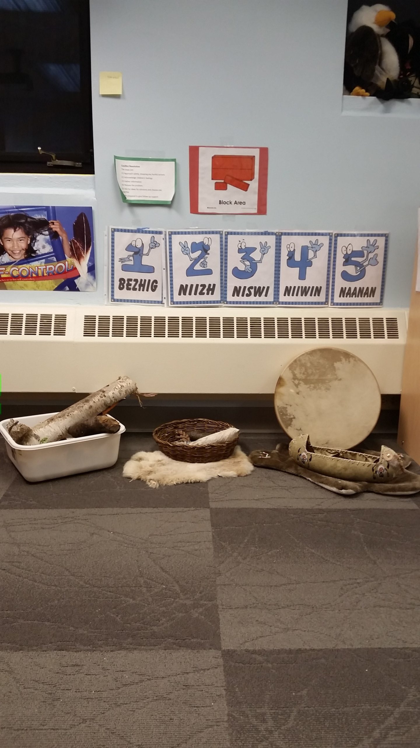 Anishinaabe drums, shakers, art work, and cultural materials