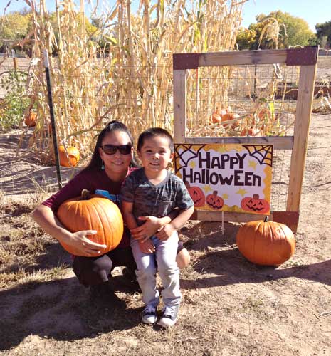 Bobby and his mom found a nice pumpkin.