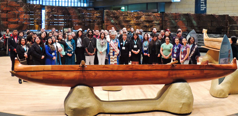 The AIHEC student delegation in Washington, D.C. at the National Museum of the American Indian during the AIHEC Winter meetings.