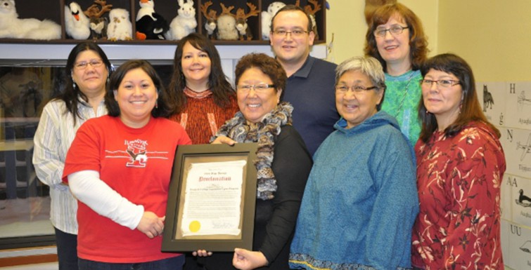Members of the Iñupiaq Early Learning Associate of Arts degree program, pose for a photo. 