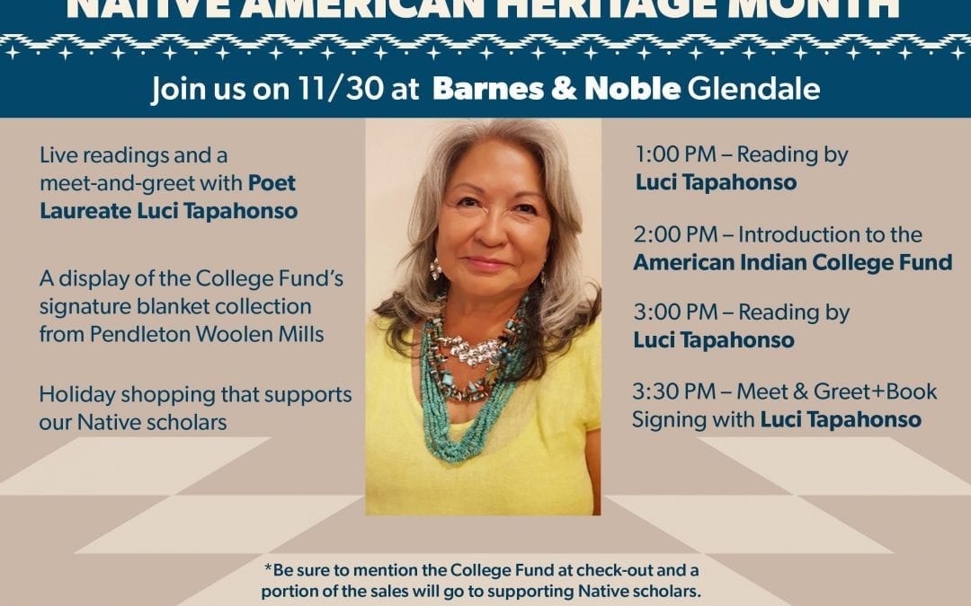 Luci Tapahanso, Poet Laureate of Navajo Nation to Read from Her Work Nov. 30 to Benefit American Indian College Fund