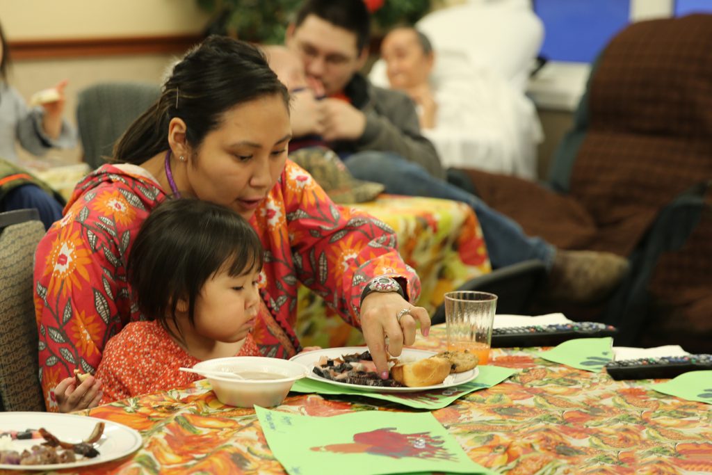 The Iñupiat family engagement event was held at the Aimaaġvik Assisted Living Center to celebrate the season with the elder residents.