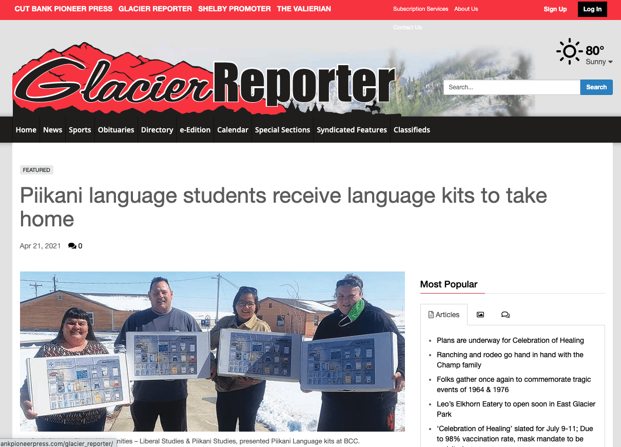 Piikani Language Students Receive Kits for Home Use