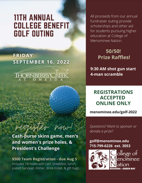 College of Menominee Announces 11th Annual Benefit Golf Outing