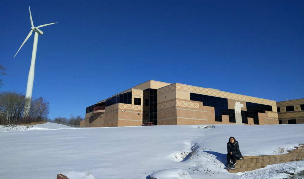Adriana Riggs (Diné) at Turtle Mountain College in Belcourt, North Dakota.
