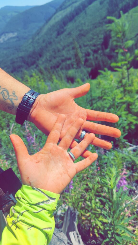 The connection between oneself and the earth is grounding. This is the picture of the hard work of gathering cedar bark with my husband. We like to call it “grounding together.”