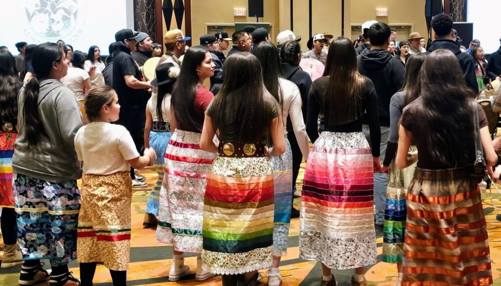 Participants enjoying the Honoring Indigenous Education Round Dance.