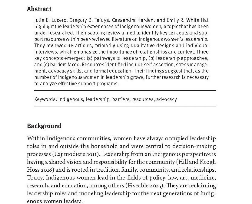 American Indian College Fund Staff Co-Author Research in Support of Indigenous Women’s Leadership 