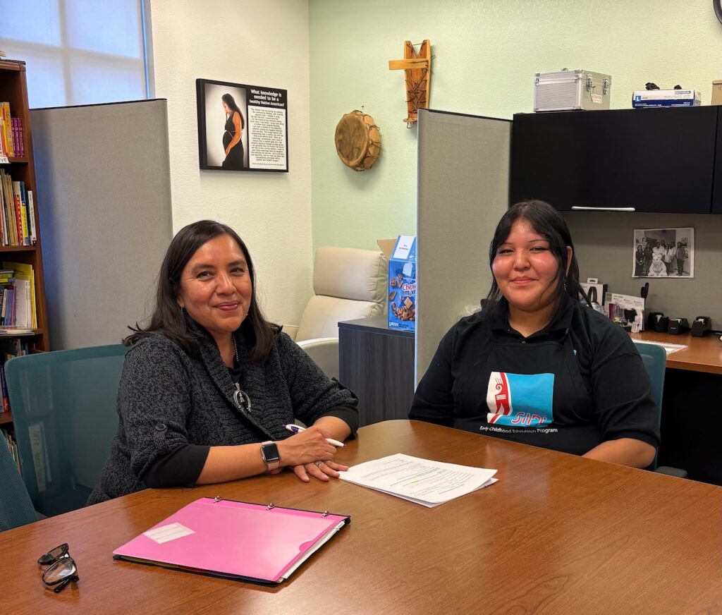 Dr. Danielle Lansing and Blossom Tsosie following an intern planning session.